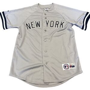 Vtg New York Yankees M #35 Majestic Jersey Gray MLB Baseball #6400 (Korea)